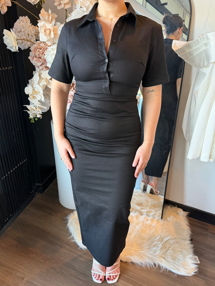Elena Shirt Dress Black