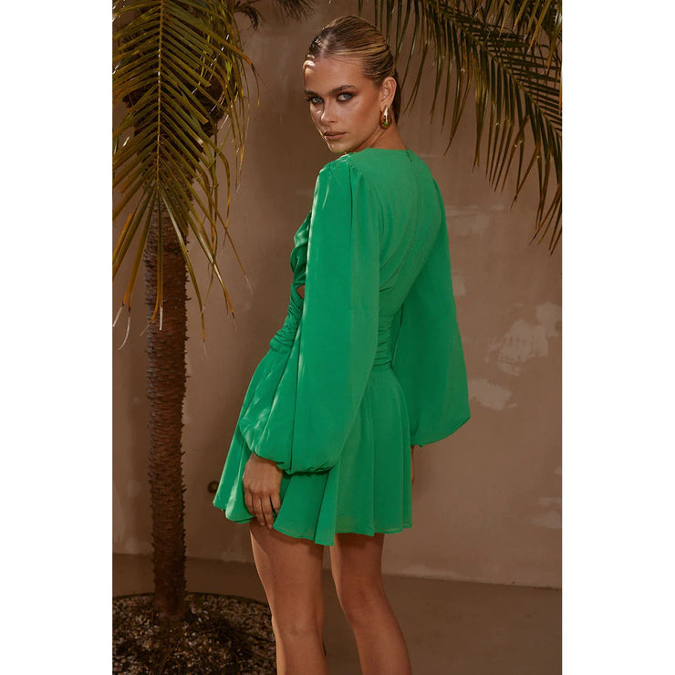 Brady L/S Mini Dress Emerald | Runaway