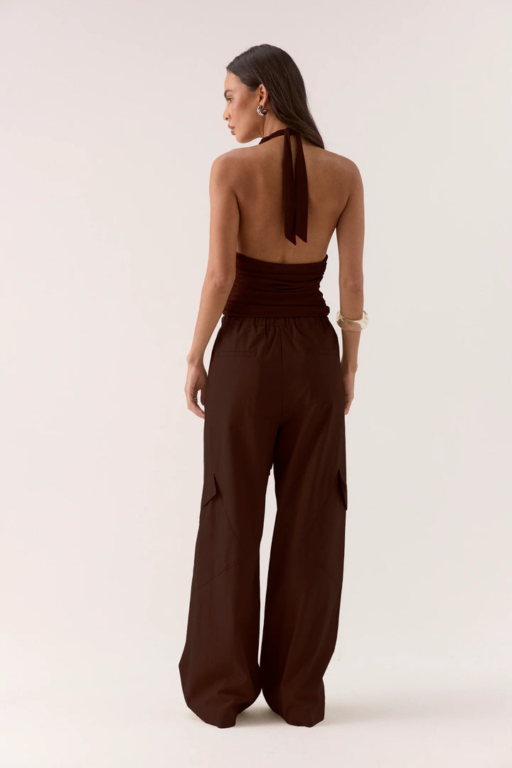 Alora Top Chocolate — back necktie