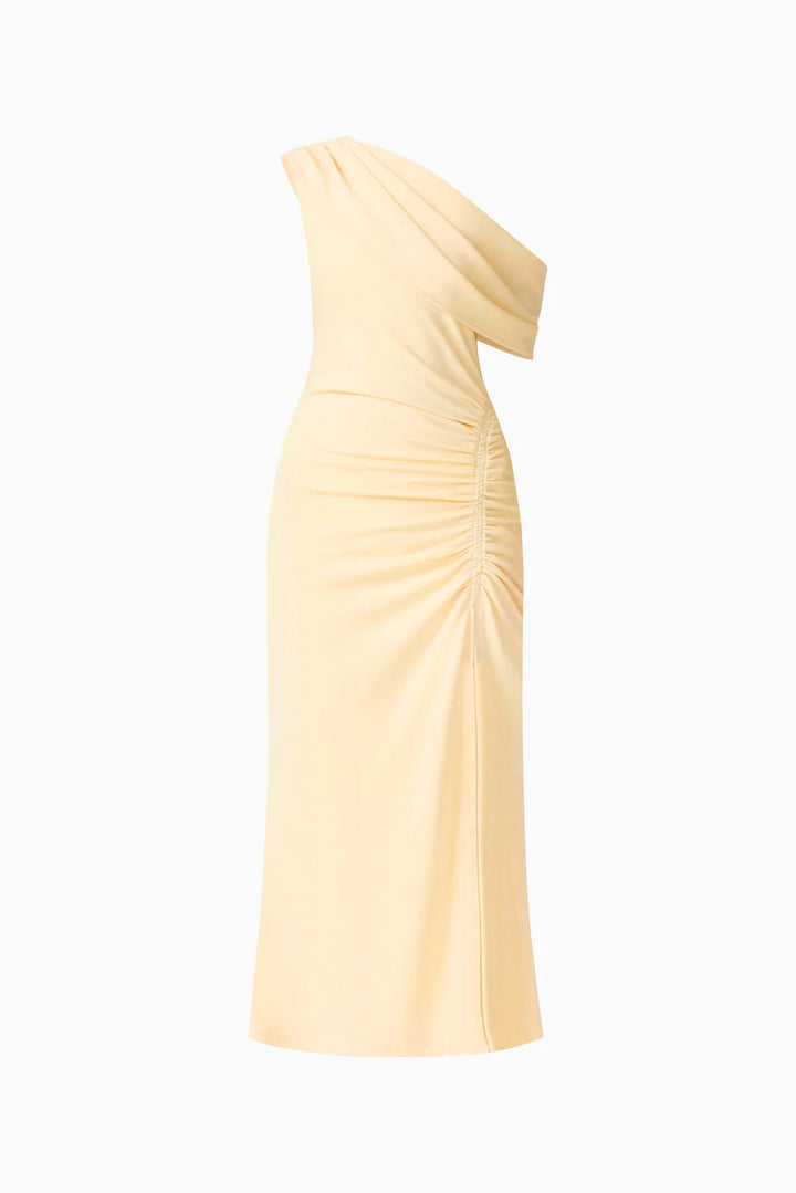 Simone One Shoulder Maxi Dress in Butter Yellow