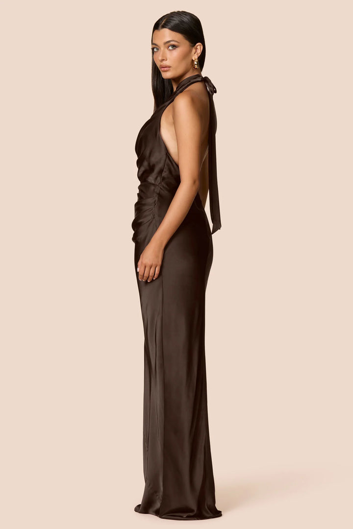 Penelope Drape Gown Chocolate