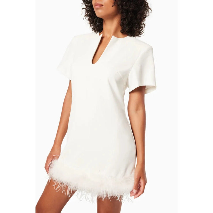 Beatrix Feather Mini Dress White | Elliatt