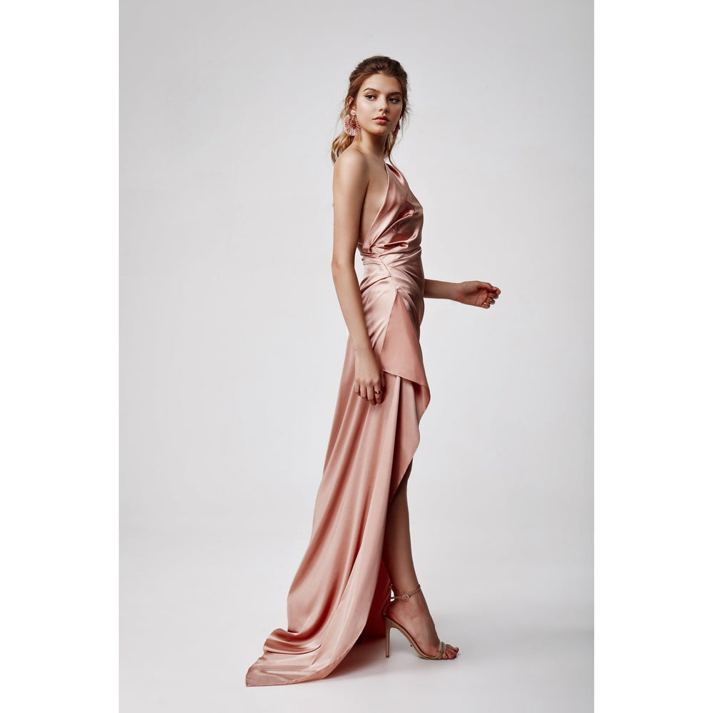 Samira Dress Pink | LexiThe Samira is a glamorous and sexy floor length gown made from Stretch Satin fabric which catches the light perfectly on the strategically placed folds. The one shouAlina Collctions AusAlina Collctions AusSamira Dress Pink