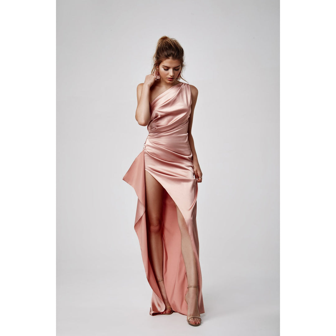 Samira Dress Pink | LexiThe Samira is a glamorous and sexy floor length gown made from Stretch Satin fabric which catches the light perfectly on the strategically placed folds. The one shouAlina Collctions AusAlina Collctions AusSamira Dress Pink