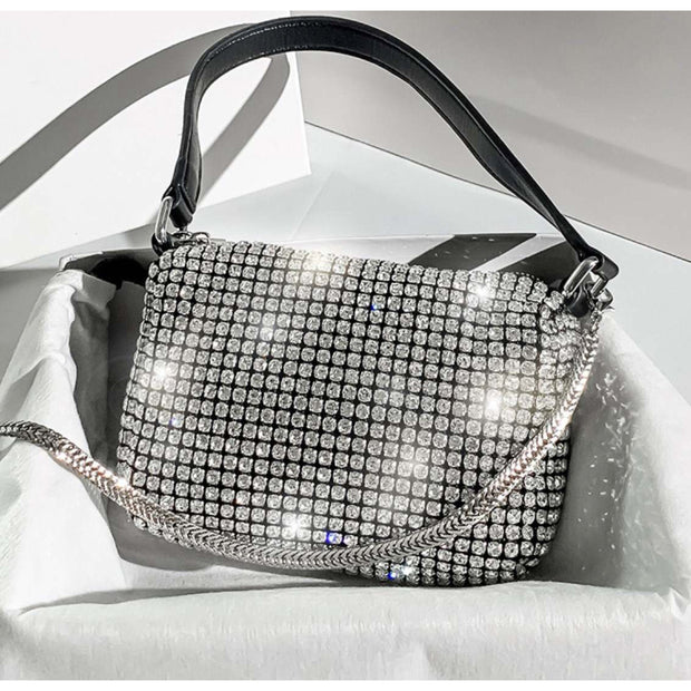 Celina Handbag - Silver Diamante